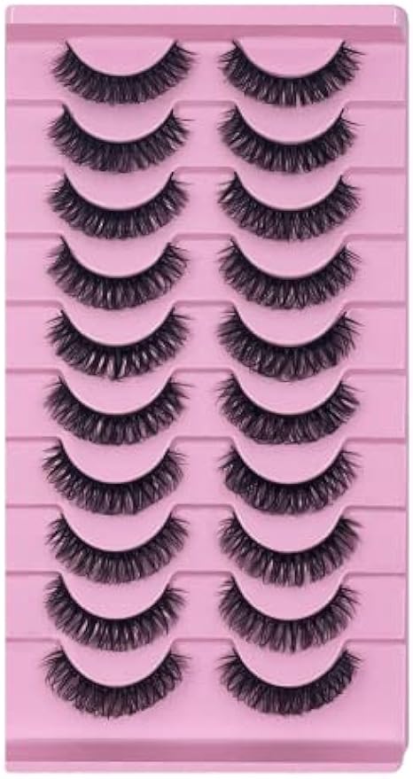 HOOHEO Russian False Eyelashes D-curl Lashes Fluffy Natural 3D Faux Mink Eyelash Reusable Thick Russian Strip Lashes Extensions (TK01)