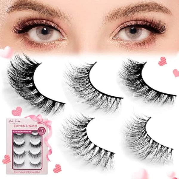 HOOHEO Wispy Natural Cat Eye Lashes: Fluffy Mink False Eyelashes 3D Anime Strip Lashes 5 Pair Individual Mixing Styles for Extension (Glue Required)