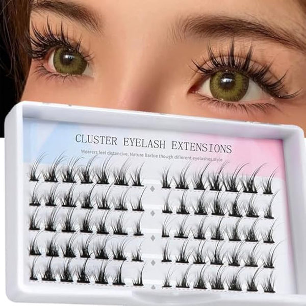 HOOHEO BelleTrendy Manga Lashes Individual Lash Cluster Natural Look Lashes 3D Japanese Cosplay Anime Lashes Cluster Extensions Reusable (A5)