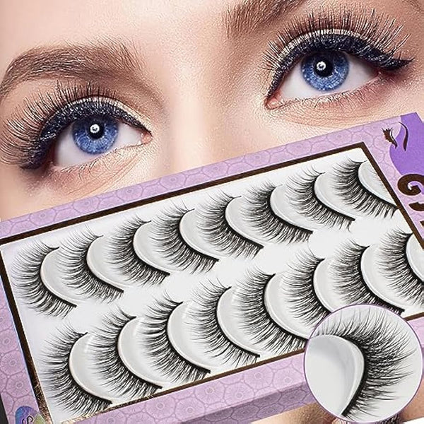 HOOHEO Short Natural 3D Mink Lashes - 10 Pairs Faux Wispy False Eyelashes Birthday Valentine's Day Gifts Presents for Women & Wife